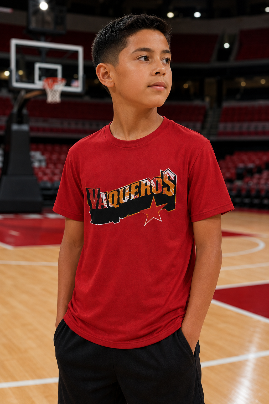 Playera Niño Vaqueros 2026 Negra Roja