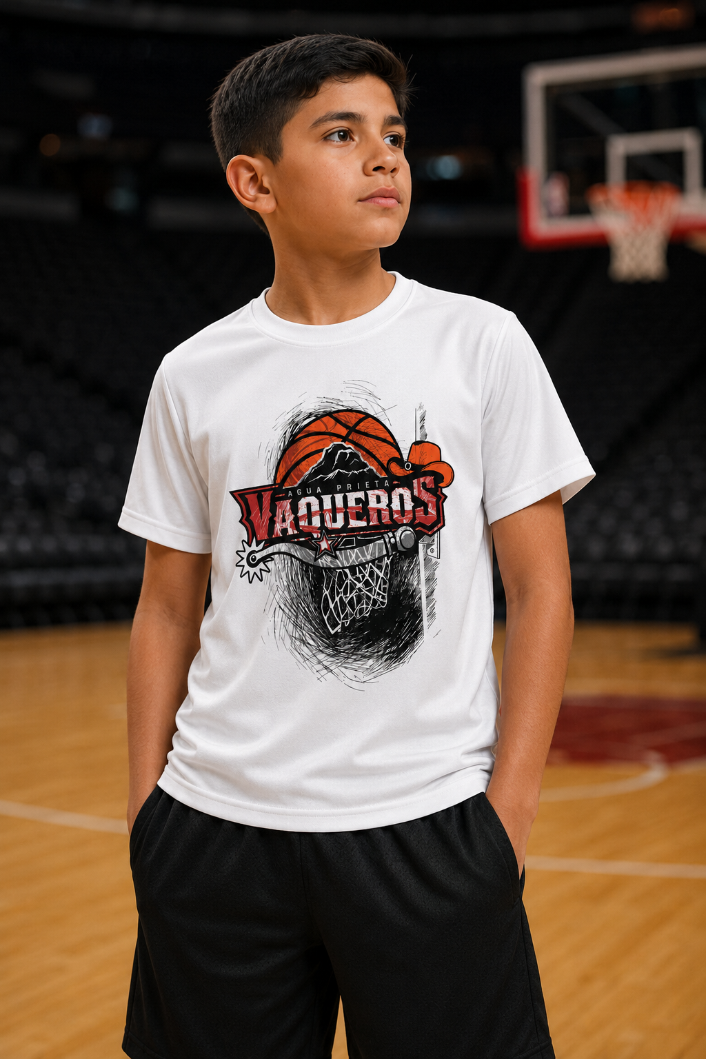 Playera Oficial Niño Vaqueros 2026 Negra Blanca
