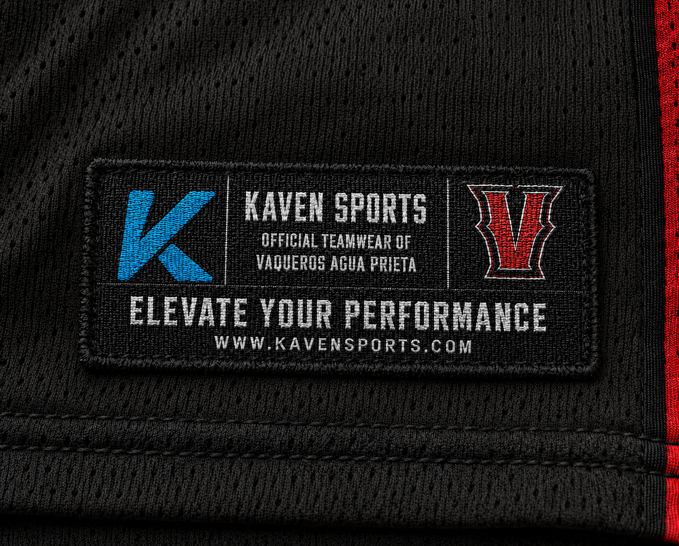 Etiqueta Kaven Sports del jersey infantil Vaqueros de Agua Prieta 2026 negro
