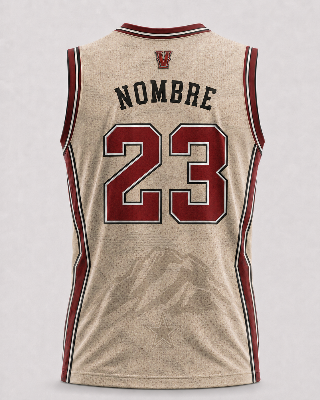 Jersey oficial Vaqueros de Agua Prieta 2026 color kaki, vista de espalda con nombre y numero