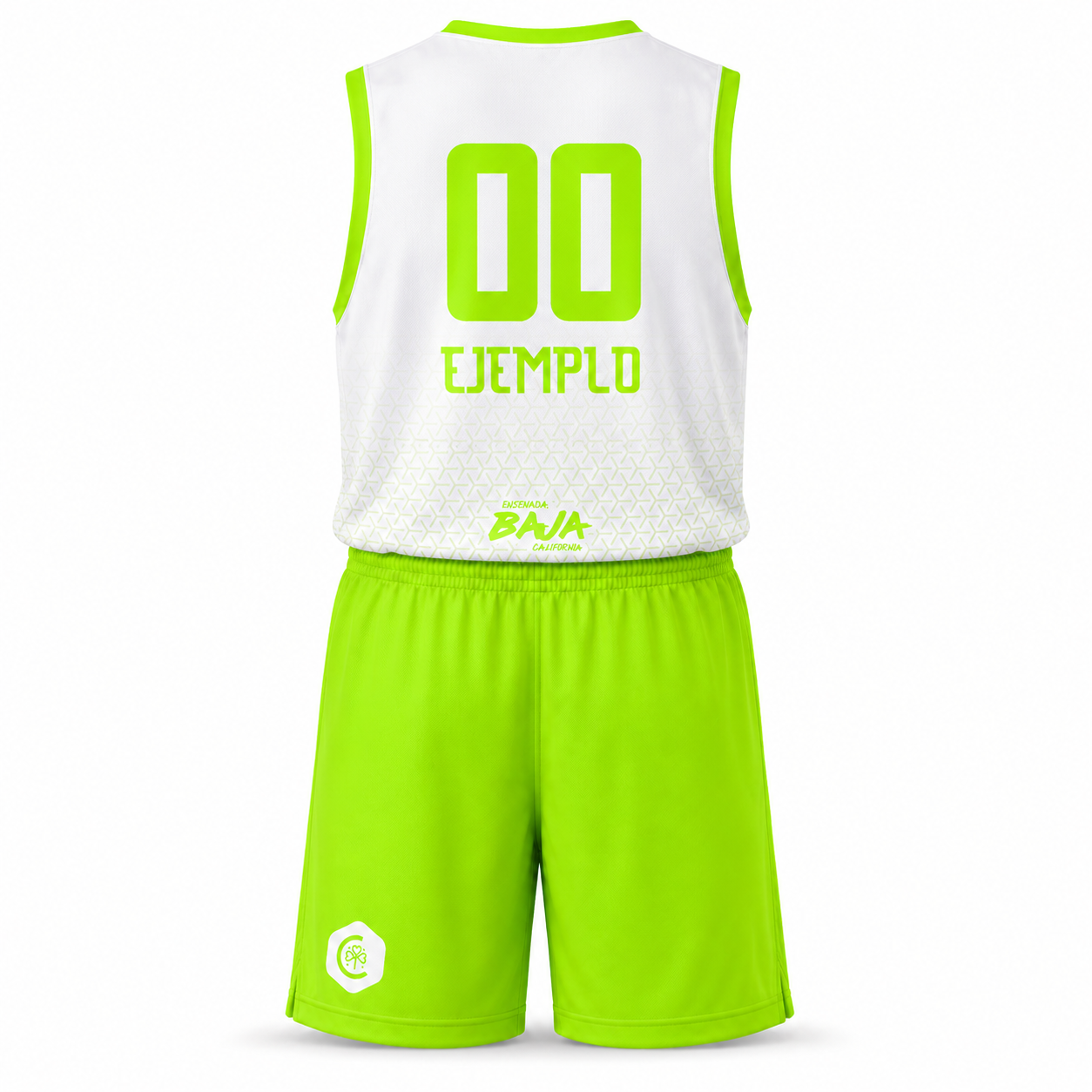 Basquetbol uniforme jersey cuello V short de juego, espalda